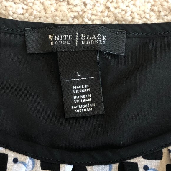 White House Black Market Key Hole Sleeveless Women's Blouse Tank Top Blue Black - Picture 4 of 11